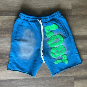 Pantalones cortos de lavado para hombre con logotipo estampado de hojaldre personalizados, pantalones cortos lavados con ácido de algodón pesado para hombre - Product Image 6