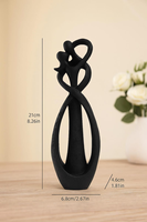 Figurine d'amoureux abstraite et géométrique sculptée à la main en bois naturel, écologique, durable, style Art déco, décoration de table pour la maison