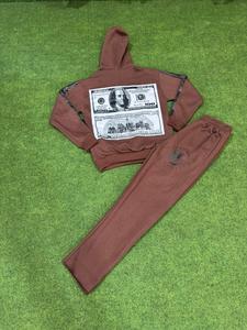Conjunto Deportivo de Dos Piezas para Hombre, con Capucha y Estampado, Corte Regular, Talla Grande, Informal, para Entrenamiento, 100% Algodón, Transpirable - Product Image 6
