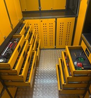 Armoire de rangement pour voiture/camionnette DETAY OEM à 30 tiroirs, durable, moderne, structure démontable, revêtement électrostatique, rangement embarqué, droite/gauche