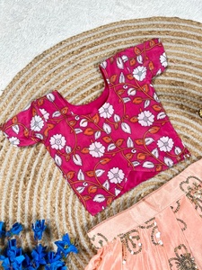 Conjunto de Lehenga Choli Étnico de Diseño para Niñas, Corte en A, Largo Midi, Bordado, Clásico Floral, 100% Seda, Estilo Vintage, Tallas de 6 Meses a 15 - Product Image 4
