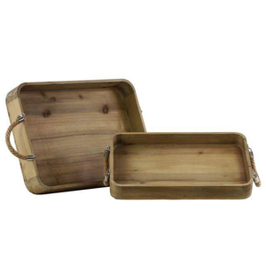 Plateau de service alimentaire de haute qualité le plus vendu plateau de service en bois et en résine multifonctionnel avec poignées en métal - Product Image 4