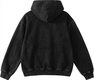 Sweat à capuche surdimensionné avec impression de logo personnalisé, sweat à capuche en molleton 100% coton lourd, streetwear unisexe - Product Image 2