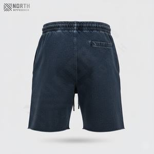 Shorts en toile décontractés pour hommes avec cordon de serrage Logo personnalisé Séchage rapide Vintage Distressed Acid Washed Shorts d'été - Product Image 4