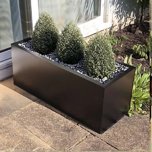 Jardinières à godets en acier galvanisé avec trous de drainage pour fleurs avec poignées - Product Image 6