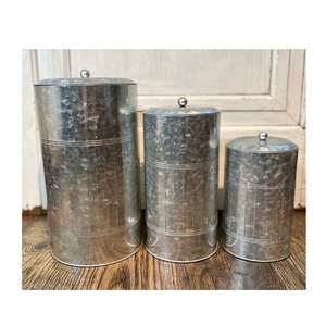 Best Quality Designer Galvanized Container 3 Pcs Household Kitchen and <b>Tabletop</b> <b>Storage</b> Canister Latest Arrival - Product Image 1