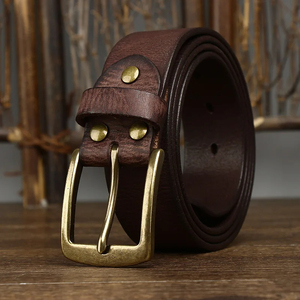Handmade Unique Style Solid Color Customize Logo Customized Buckle Trendy Brand Custom <b>Genuine</b> <b>Leather</b> <b>Belts</b> - Product Image 5
