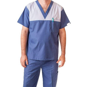Uniforme d'hôpital OEM 2026 confortable rouge et jaune unisexe en sergé 100 % coton, tenue d'infirmière douce à manches courtes - Product Image 1