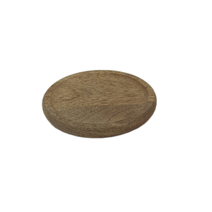 Assiette en bois de forme ronde Assiette de vaisselle élégante de couleur naturelle pour servir des aliments dans le restaurant et la décoration de table - Product Image 3