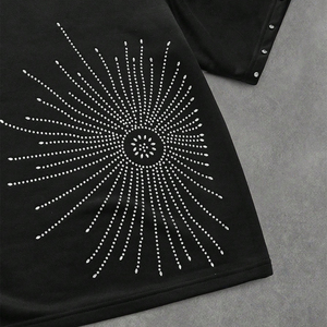 Premium Men's High Quality Rhinestone Short Sleeve T-Shirt with Loose Dropped Shoulder Fit 100% Cotton Fabric Unisex T-Shirt - Product Image 5