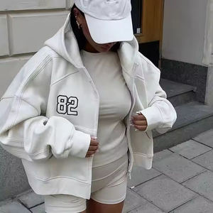 Sweats à capuche oversize pour femmes, épaules tombantes, poids lourd, 100% coton, manches longues, lettres imprimées pour femmes, nouvel arrivage - Product Image 4