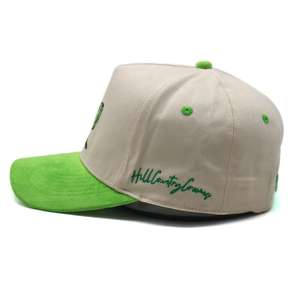 Casquette de baseball à 5 panneaux de haute qualité avec logo brodé personnalisé bicolore et visière en daim, vente en gros - Product Image 4