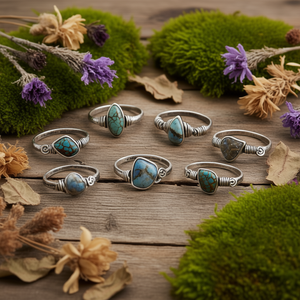 Boho Style Fashion <b>Rings</b> Silver Plated with Unique Stone Accents Trendy Resale Appeal - Product Image 3