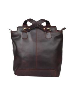 Women's Dark Brown Genuine Leather Convertible Backpack Tote Bag Zipper Candy Fashion Vintage 2-in-1 <b>Laptop</b> <b>Rucksack</b> Handbag - Product Image 1