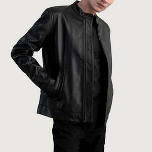 Zen Black Genuine <b>Sheepskin</b> Biker <b>Jacket</b> Reversible and Zippered Water-Proof and Embroidered Autumn XS Size Leather Coat - Product Image 3