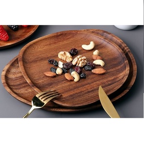 Bandejas redondas de madera con diseño contemporáneo personalizado de madera de mango, platos, suministros comerciales para restaurantes, bandeja rodante - Product Image 2