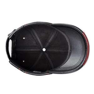 Casquette de Baseball classique en cuir véritable de haute qualité hommes chapeau en peau de vache noire réglable hiver chapeaux en cuir véritable prix de gros - Product Image 5