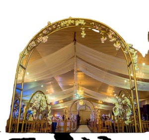 Sensacional color dorado al aire libre boda Mandap decoración hierro Material fibra diseñador Mandap del Reino Unido - Product Image 1