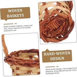 2 cestas de flores de ratán pequeñas, Cestas tejidas a mano con asas para decoración de casa de muñecas y bolsitas - Product Image 5