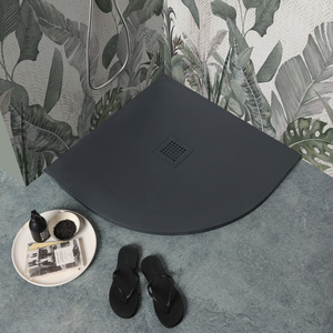 Receveur de douche semi-circulaire 90x90 en résine anthracite Milan - Product Image 2