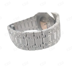 นาฬิกาประดับเพชร VVS Moissanite ชุบทองหรูหราตัวเรือนเงินนาฬิกาข้อมืออัตโนมัติสไตล์ฮิปฮอปสุดเท่สำหรับผู้ชายผู้หญิง - Product Image 4
