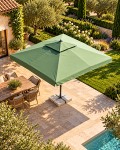 Sombrilla Dorada 600*600/8 Magnum Telescópica Cuadrada con Poste de Aluminio, Tela Acrílica y Base de Mármol para Exteriores, Hoteles y Patios Comerciales - Product Image 3