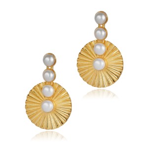 Pendientes de Plata de Ley 925 con Diseño de Perlas Doradas, Hechos a Mano en Turquía, Estilo Vintage, Modernos, para Regalo de Boda o Fiesta, Gran Venta - Product Image 3