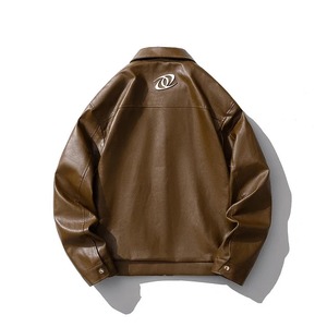 Veste bomber pour homme en cuir véritable pleine fleur, fabriquée en usine, personnalisée, imperméable, écologique, col à revers, fermeture éclair, veste de motard - Product Image 5