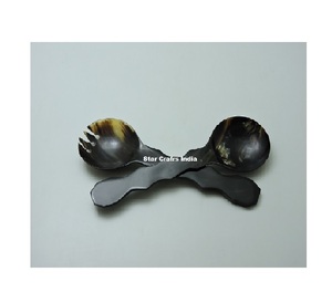 <b>Miniature</b> Black and Brown Natural Pattern Horn Spoon Luxury Horn Salad Tool for Salt Serving and Gift Hampers - Product Image 3
