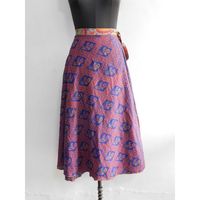 Hint el yapımı çiçek baskılı renkli sarı ipek etek Vintage sihirli Wrap 2 katmanlı geri dönüşümlü elbise