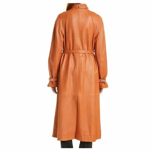 Manteau trench pour femme haute couture, grande taille, respirant, en cuir véritable, avec rembourrage en duvet de couleur unie, à capuche pour l'hiver - Product Image 3