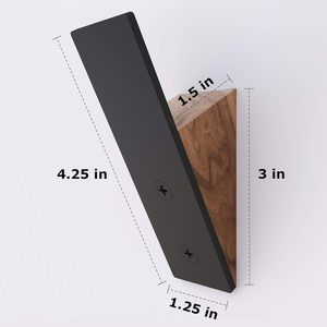 Porte-manteaux mural-Lot de 3-Crochets décoratifs en métal noir et bois de noyer noir pour accrocher des manteaux-Cintres pour chapeaux muraux - Product Image 4