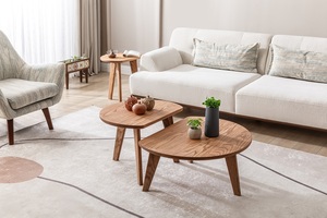 Table basse en chêne en forme de D, mobilier scandinave, table basse, surface plane - Product Image 2