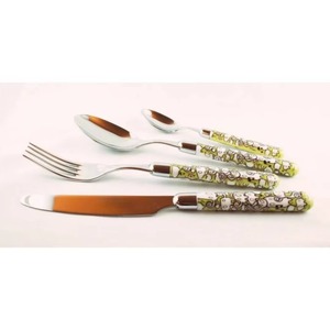 Cubiertos de acero inoxidable Ideal para cocina, mesa de café, hogar, cubertería con acabado Chapado en Color plateado, juego de mango de madera de diseñador de 3 - Product Image 4