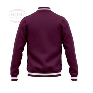 2024 Vintage hombres cuero bombardero vuelo chaqueta de béisbol invierno Varsity Letterman calle estilo Manga cadena Chenille bordado - Product Image 2