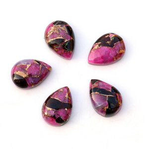 Best Quality 12x16mm Smooth Pear Shape Loose Pink Black Copper Turquoise Gemstone Natural Flat Back Cabochons for Jewelry Making - Product Image 1