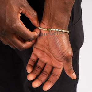 5Mm 18k Plaqué Or 925 Chaîne En Argent Sterling Moissanite Tennis Bracelet pour Hommes Cadeaux Bijoux En Gros - Product Image 3