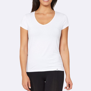 2024 superventas mujeres camisetas teñidas lisas/Material suave y de algodón hecho mujeres Camisetas cuello redondo para la venta - Product Image 2