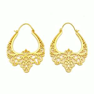 Nuevos Aros de Latón Estilo Gitano, Joyería Tribal al por Mayor, Regalo para Mujer, Chapado en Oro de 18k, Filigrana, Mandala, Aros Étnicos - Product Image 1