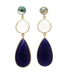 Boucles d'oreilles en argent Sterling 925, forme ovale, saphir teint, pierre de lune et Quartz bleu, nouvel arrivage - Product Image 1