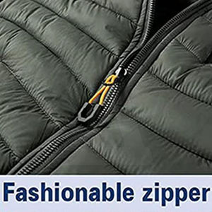 Chaqueta acolchada personalizada OEM para hombre, chaqueta de invierno informal con logotipo personalizado para hombre, chaquetas acolchadas con cuello con capucha, manga larga - Product Image 4