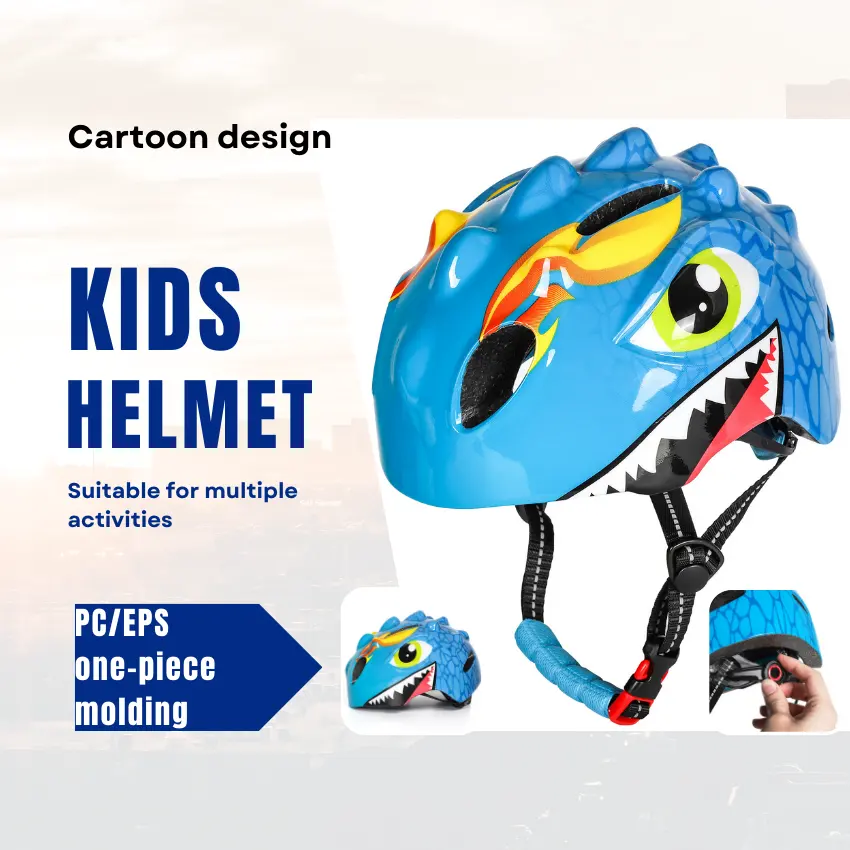 최고 판매 CPSC 인증 어린이를위한 가장 편안한 공룡 사이클링 자전거 헬멧 어린이 헬멧 자전거 사이클링 헬멧