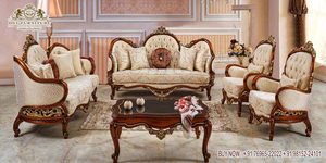 Muebles tallados a mano de aspecto francés para sala de estar, conjunto de sofá hecho a mano de lujo para sala de estar, acabado blanco - Product Image 2