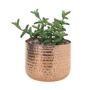 Maceta de metal ron de alta calidad con acabado antiguo de cobre, maceta de metal para plantas de flores, decoración de jardín interior y exterior para Hotel - Product Image 1