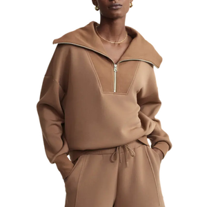 Sudadera personalizada con media cremallera para mujer, sudadera transpirable recortada para entrenamiento en el gimnasio, Top bordado con logotipo, ropa de calle de secado rápido, Yoga y gimnasio - Product Image 5