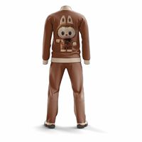 Survêtement en molleton imprimé Labubu, motif graphique audacieux, coupe ajustée, 100 % coton, haute qualité, respirant, design anime, idéal pour l'hiver