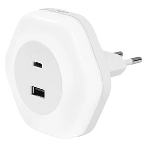 Lampada Notturna LED Esagonale 0.5W con Caricatore USB A e C (Ledvance 090264) - Product Image 3
