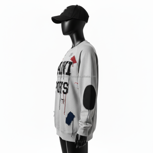 Sudadera de gran tamaño para mujer Premium algodón polar gris negro codo Panel logotipo personalizado Streetwear mujeres sudaderas transpirables - Product Image 3