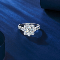 Fabricant de bagues personnalisées, argent sterling S925, bague flocon de neige en moissanite 1CT, bague de luxe pour femmes