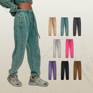 กางเกงขายดีสำหรับผู้ชาย กางเกงวอร์มสไตล์สตรีทแบบซักล้าง ผ้าฝ้าย 100% น้ำหนักเบา สวมใส่สบาย ทรงขาตรง กางเกงผ้าเทอร์รี่ฟลีซแบบซักล้าง - Product Image 2